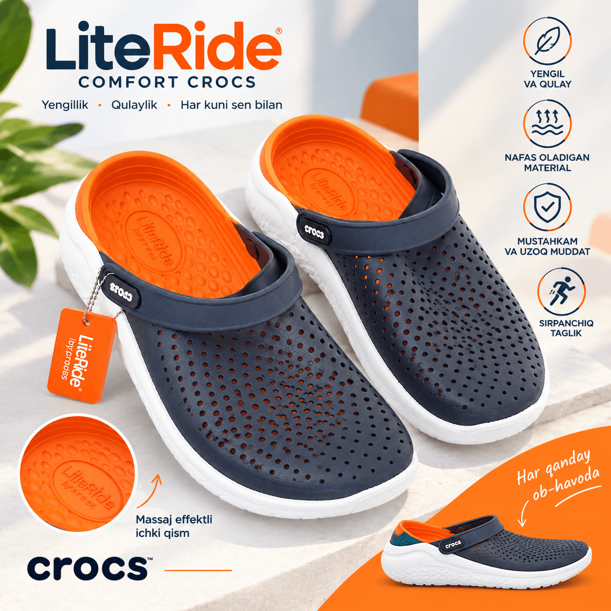 Crocs siniy ichi sariq